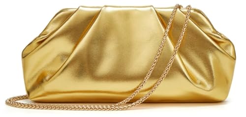 Plissierte Clutch für Damen, weiche Wolken-Abendtasche, Leder, Party, Abschlussball, Kette, Geldbörse, elegante Schultertasche, Umhängetasche, Tragetasche 2025, Gold, Medium Plissierte Clutch für Damen, weiche Wolken-Abendtasche, Leder, Party, Abschlussball, Kette, Geldbörse, elegante Schultertasche, Umhängetasche, Tragetasche 2025, Gold, Medium von EMGILL