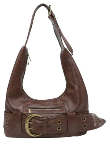 Y2K Vintage Umhängetasche für Damen, mittelgroß, mit Schnalle, Gothic-Leder, Handtasche, verstellbare Tragetasche, Y2K Clutch 2025, Dunkelbraun, Medium Y2K Vintage Umhängetasche für Damen, mittelgroß, mit Schnalle, Gothic-Leder, Handtasche, verstellbare Tragetasche, Y2K Clutch 2025, Dunkelbraun, Medium von EMGILL