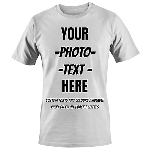 Unisex Personalisierte Custom Made Ihr Design Foto Bild Gedruckt T-Shirts Tees Top - Größe L - |Weiß| von EMIT PRINT