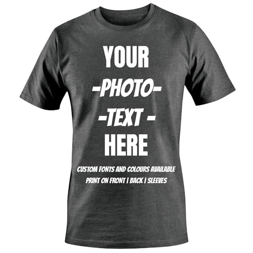 Unisex Personalisierte Custom Made Ihr Design Foto Bild Gedruckt T-Shirts Tees Top - Größe XL - |Dunkles Heidekraut| von EMIT PRINT