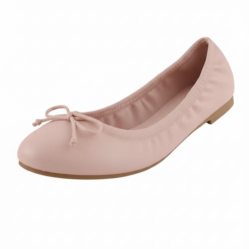 EMMA NEW YORK Flache Schuhe für Damen, runde Zehenpartie, bequem, elastisch, flach, Pink, 39.5 EU von EMMA NEW YORK