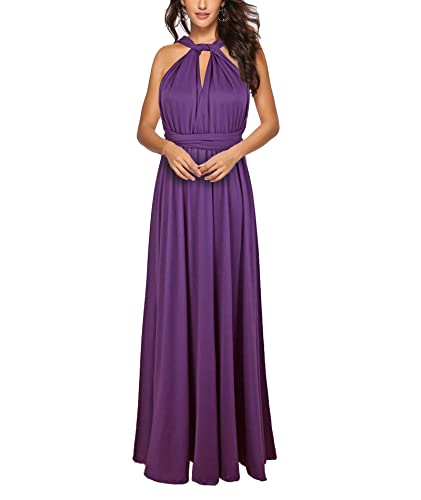 Damen Kleider Elegant Hochzeit Lang Abendkleid Multiway V-Ausschnitt Rückenfrei Brautjungfernkleid Bodenlang Neckholder Abschlussball Ballkleid （BU,M） von Emma