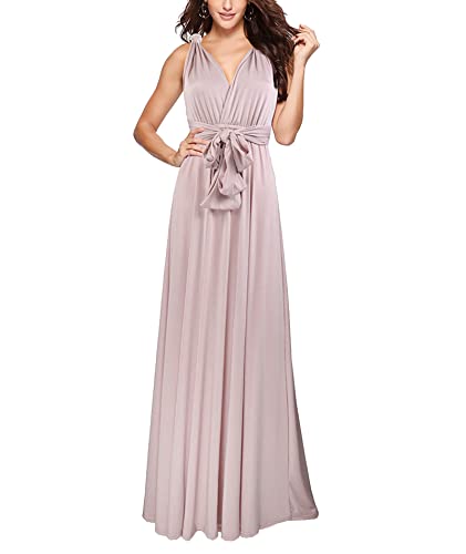 Damen Kleider Elegant Hochzeit Lang Abendkleid Multiway V-Ausschnitt Rückenfrei Brautjungfernkleid Bodenlang Neckholder Abschlussball Ballkleid （CB,L） von Emma