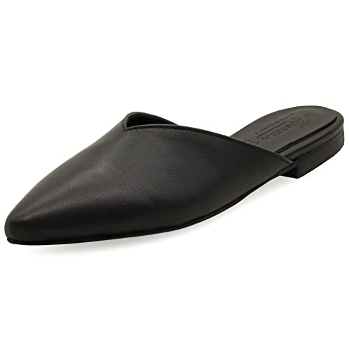 36 Schwarz Emmanuela Wildleder Spitze Maultiere für Damen, Bequeme weiches Leder Loafers, Sofasine aus Leder, Mules Slide on Sommerschuhe, Hochwertige Flachrutsche Schuhe von EMMANUELA handcrafted for you