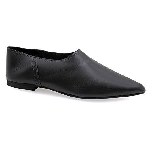 38 Schwarz Emmanuela Leder Spitze Maultiere fur Damen, Bequeme Slip on Loafers, Sofasine aus weiches Leder, Hochwertige Flach Mules, weiches Leder Sommerschuhe von EMMANUELA handcrafted for you