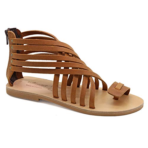 39 Dunkelbraun Emmanuela Gladiator Sandalen aus Leder mit Reißverschlussschäften, hochwertige griechische handgefertigte Sommerschuhe, Zehenring Flache Sandalen, Boho Chic Sandalen 39 Dunkelbraun Emmanuela Gladiator Sandalen aus Leder mit Reißverschlussschäften, hochwertige griechische handgefertigte Sommerschuhe, Zehenring Flache Sandalen, Boho Chic Sandalen von EMMANUELA handcrafted for you