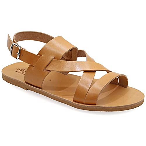 40 Beige Emmanuela Antike griechische Leder Sandalen für Herren, handgefertigte Herren Sandalen mit offenen Zehen, Qualität verstellbare Schnalle Sommerschuhe in Schwarz, Braun, Beige von EMMANUELA handcrafted for you