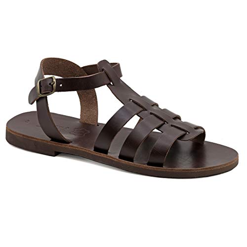 40 Braun Emmanuela Fisherman sandalen aus Leder für Herren, hochwertige griechische handgefertigte Herrensandalen mit verstellbarem Schnallenriemen, Sommerschuhe mit Riemchen für Herren von EMMANUELA handcrafted for you