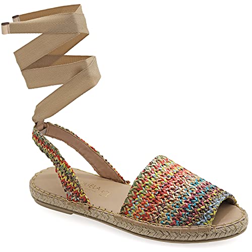 40 Mehrfarbig 3 Emmanuela Bunte Espadrilles aus gestricktem Weiden, Peep Toe Boho Chic-Sommerschuhe mit niedrigen Keilabsatz, hochwertige Espadrilles zum Schnüren, handgefertigt in Griechenland von EMMANUELA handcrafted for you