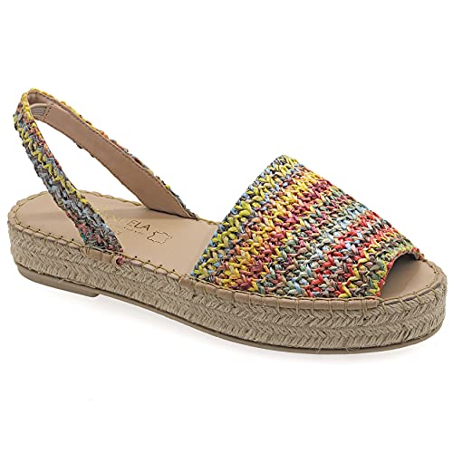 40 Mehrfarbig 3 Emmanuela Bunte Espadrilles aus gestricktem Weiden, mittelhohe Boho Chic Slingback Sommerschuhe, hochwertige Slip-on Peep-Toe Espadrilles, handgefertigt und handgenäht in Griechenland von EMMANUELA handcrafted for you