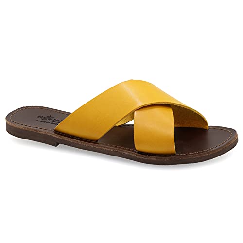41 Gelb Emmanuela griechische Zehenring Sandalen aus Leder, hochwertige handgefertigte verstellbare Schnallenriemen Sommerschuhe, Knöchel Manschette Sandalen 41 Gelb Emmanuela griechische Zehenring Sandalen aus Leder, hochwertige handgefertigte verstellbare Schnallenriemen Sommerschuhe, Knöchel Manschette Sandalen von EMMANUELA handcrafted for you
