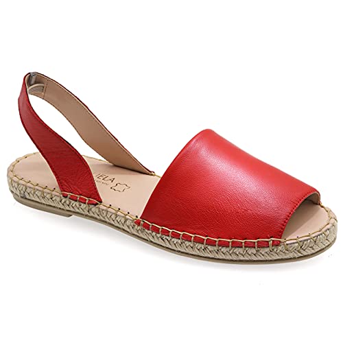 41 Rot Emmanuela Leder Espadrilles, niedrigen Keil Peep Toe Sommerschuhe für Damen, Hochwertige Slingback Espadrilles vollständig handgefertigt und handgenäht in Griechenland 41 Rot Emmanuela Leder Espadrilles, niedrigen Keil Peep Toe Sommerschuhe für Damen, Hochwertige Slingback Espadrilles vollständig handgefertigt und handgenäht in Griechenland von EMMANUELA handcrafted for you