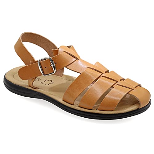 42 Beige Emmanuela Bequeme antike griechische Sandalen aus Leder für Herren, gepolsterte Einlegesohle Handgefertigte Ledersandalen, hochwertige verstellbare Sommerschuhe mit Schnalle von EMMANUELA handcrafted for you