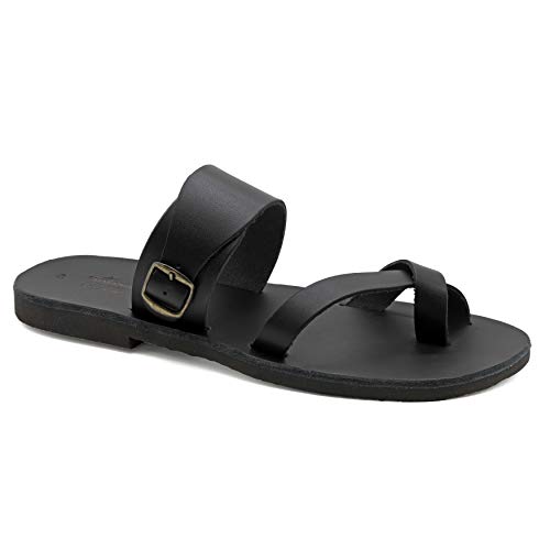 46 Schwarz Emmanuela Griechische sandalen aus Leder mit geteilte Zehen für Herren, hochwertige handgefertigte Herrensandalen mit verstellbarem Schnallenriemen, Sommerschuhe mit Riemchen für Herren von EMMANUELA handcrafted for you