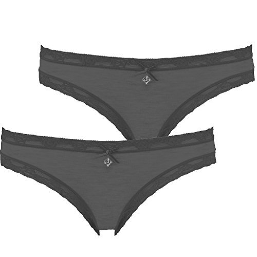 LIKE IT Nina von C Silverstar - Minislip - Modal - 2er-Pack (S, Dark Grey) von EMMEXX