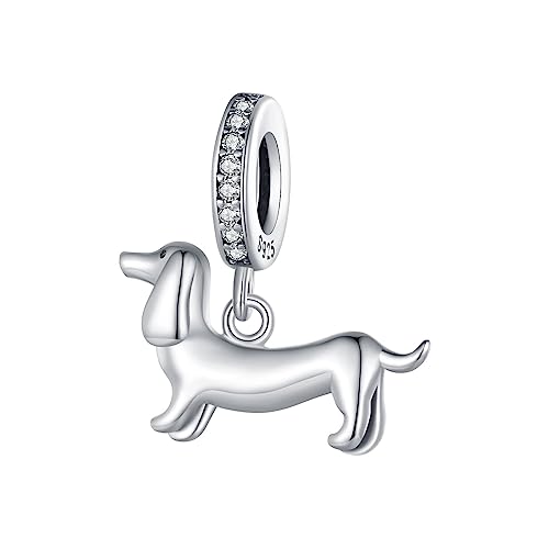 SBTRKT 925 Sterling Silber Dackel Hund Charms for Pandora Armband for Damen Geburtstag Weihnachtsgeschenke Original SCC2561 von EMMEXX