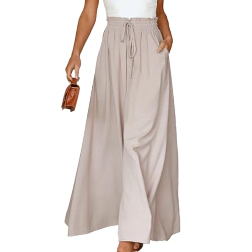EMOTTOS Damen Hosen Weite Sommer, Palazzo Hose Hohe Taille mit Tunnelzug mit Taschen, Hose Baggy Sommerhose Weite Leg Elastische Einfarbig für Damen Frauen, Apricot M EMOTTOS Damen Hosen Weite Sommer, Palazzo Hose Hohe Taille mit Tunnelzug mit Taschen, Hose Baggy Sommerhose Weite Leg Elastische Einfarbig für Damen Frauen, Apricot M von EMOTTOS
