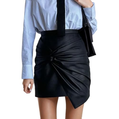 EMOTTOS Damen Leder Kurzer Rock, Wrap Hip Twisted Wrinkles Lederrock Damen, High Waisted Tight PU Sexy Mini Skirt, A-Linie Lässiger Lederimitat Minirock mit Reißverschluss, S, Schwarz EMOTTOS Damen Leder Kurzer Rock, Wrap Hip Twisted Wrinkles Lederrock Damen, High Waisted Tight PU Sexy Mini Skirt, A-Linie Lässiger Lederimitat Minirock mit Reißverschluss, S, Schwarz von EMOTTOS