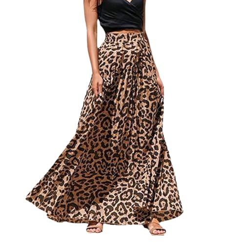 EMOTTOS Damen Maxi Rock Sommer, Leopard Print Boho Rock Slim Fit Hohe Taille, Bohème Vintage Strandurlaub Stretchstoffe, Langer A Line Dekorative Kordel Maxi Long Skirt Flowy Elegant, Braun, L EMOTTOS Damen Maxi Rock Sommer, Leopard Print Boho Rock Slim Fit Hohe Taille, Bohème Vintage Strandurlaub Stretchstoffe, Langer A Line Dekorative Kordel Maxi Long Skirt Flowy Elegant, Braun, L von EMOTTOS