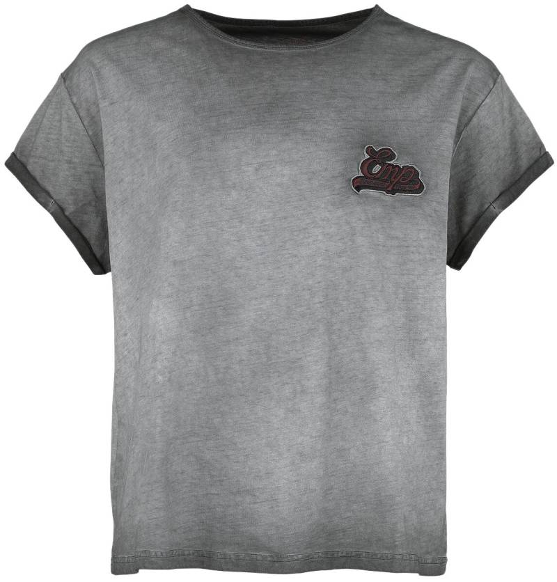 EMP Premium Collection T-Shirt - T-Shirt mit EMP Stickerei und Waschung - S - für Damen - Größe S - schwarz von EMP Premium Collection