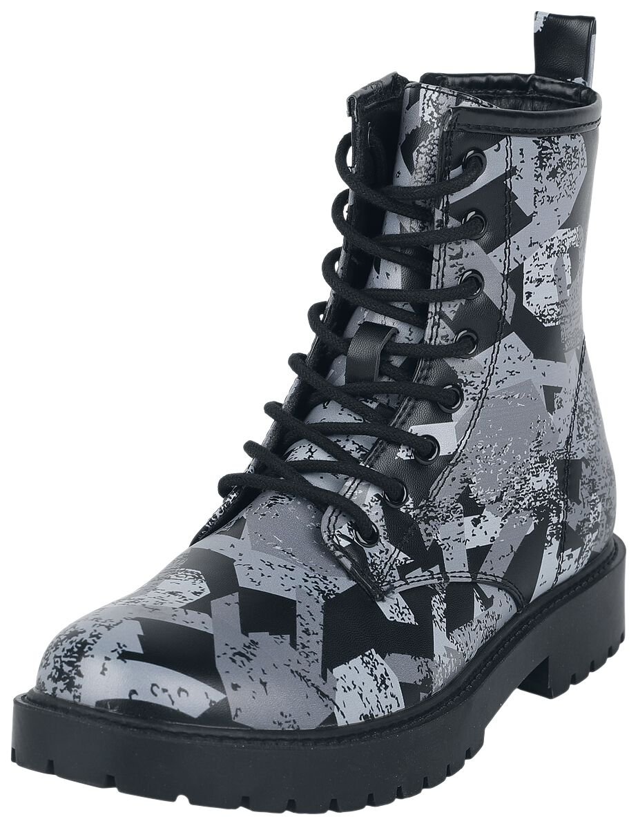 EMP Stage Collection - Rockabilly Boot - Schnürboots mit Rockhand Alloverprint - EU37 bis EU41 - für Damen - Größe EU39 - schwarz von EMP Stage Collection