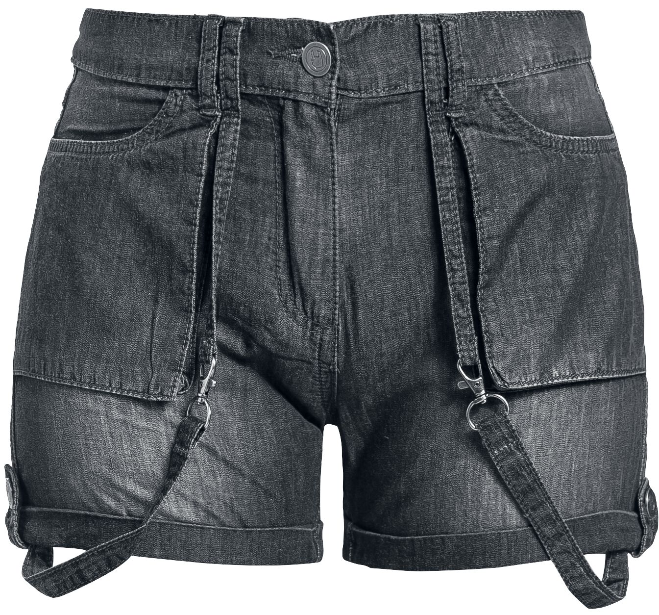 EMP Stage Collection Short - Shorts mit Rockhand Stickerei - 27 bis 31 - für Damen - Größe 31 - schwarz von EMP Stage Collection