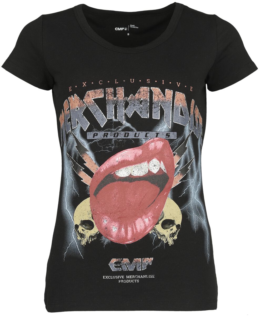 EMP Stage Collection T-Shirt - T-Shirt With EMP Vintage Print - S bis 5XL - für Damen - Größe L - schwarz von EMP Stage Collection