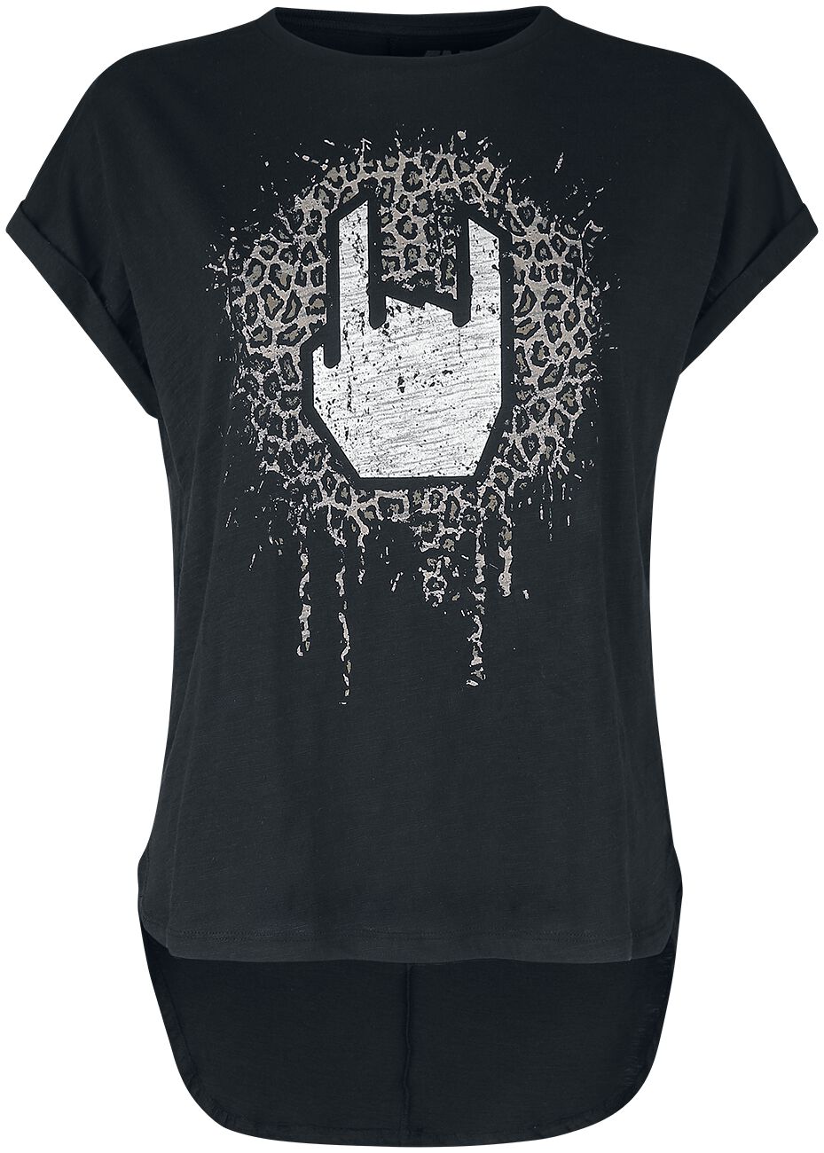 EMP Stage Collection T-Shirt - T-Shirt mit Leo-Rockhand - S bis 5XL - für Damen - Größe L - schwarz von EMP Stage Collection