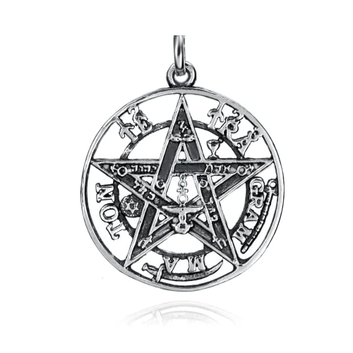 EMPATHY JEWELS Tetragramaton Anhänger aus 925er-Sterlingsilber, Glücksbringer zum Schutz, Pentagramm-Anhänger für Herren und Damen, Silberanhänger in drei Dimensionen, 15-25 und 30 mm Durchmesser, von EMPATHY JEWELS
