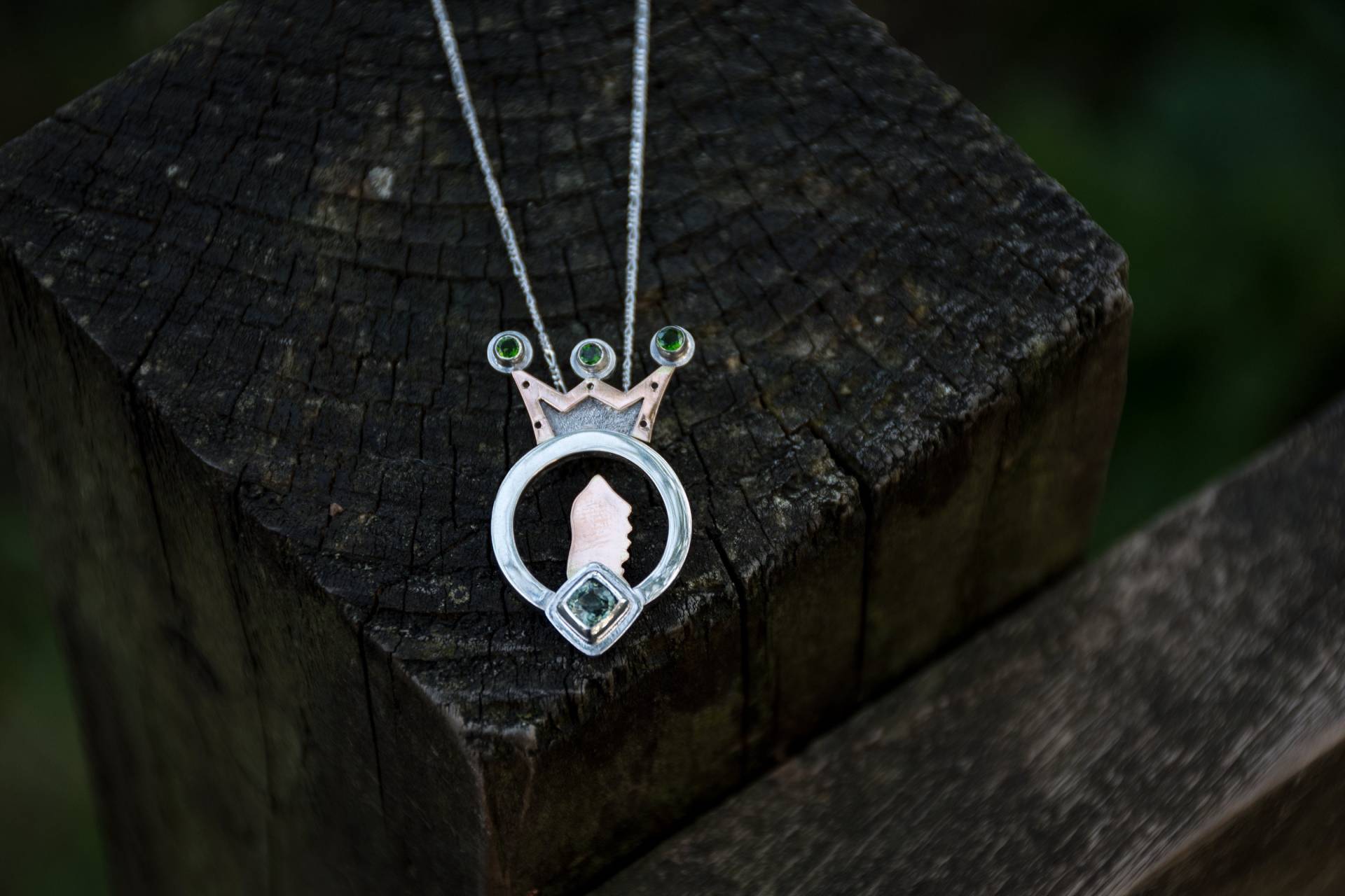 Rosengold Saphir Halskette, Grüner Silber Anhänger, September Geburtsstein Halskette von EMPEROROFGRACE