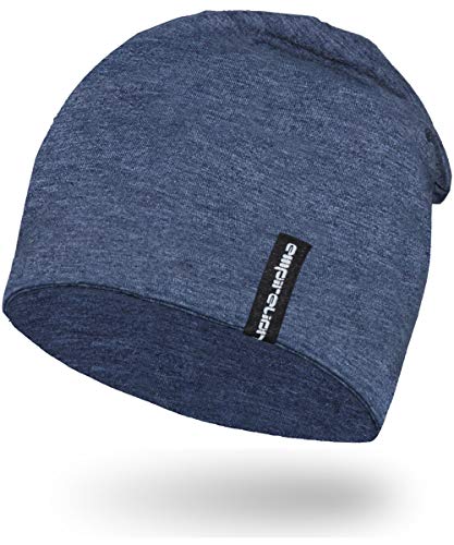 EMPIRELION 9" Multifunktionale Leichte Sommermütze Running Beanie-Mützen Skull Cap Radsport-Kappen Helmfutter Helm Unterziehmütze Schlaf Kappen für Damen Herren (Stahlblaue Melange) von EMPIRELION