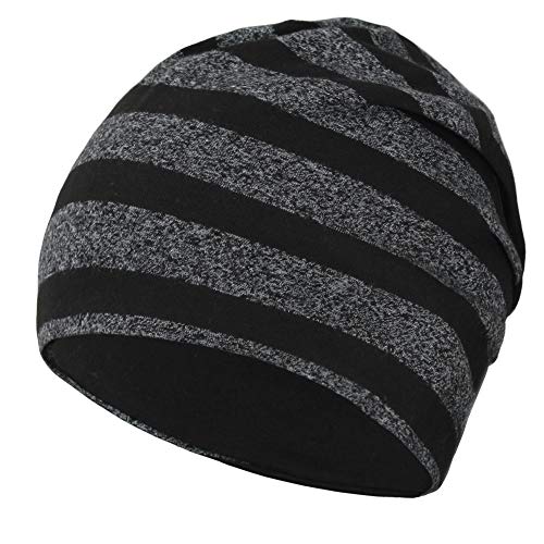 EMPIRELION 9" multifunktionale leichte Beanie-Mützen Running Skull Cap Radsport-Kappen Helmfutter Helm Unterziehmütze Schlaf Kappen für Herren Damen (Schwarzer Kohlestreifen) von EMPIRELION