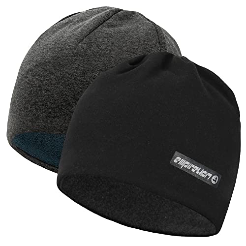 EMPIRELION Softshell-Wintermütze, Fleece-gefüttert, 22,9 cm, Totenkopf-Mütze, Thermo-Mütze, taktische Uhrenmütze, Herren und Damen, Schwarz + Dunkelgrau meliert., Einheitsgr��e von EMPIRELION