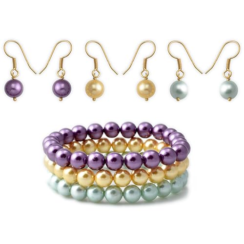EMPORIA Damen Perlen Armband- und Ohrringe-Set aus 925 Silber Elegante hängende Ohrringe Goldene Süßwasserperle violette Süßwasserperle blaue Zuchtperle EMPORIA Damen Perlen Armband- und Ohrringe-Set aus 925 Silber Elegante hängende Ohrringe Goldene Süßwasserperle violette Süßwasserperle blaue Zuchtperle von EMPORIA