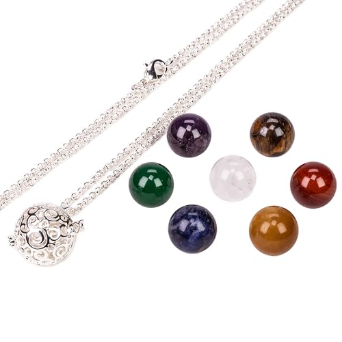 EMPORIA Set für Damen mit silberfarbener Chakra-Halskette mit echten Edelsteinen - sieben Edelsteine für die sieben Chakren: für spirituelles Wohlbefinden und positive Energie EMPORIA Set für Damen mit silberfarbener Chakra-Halskette mit echten Edelsteinen - sieben Edelsteine für die sieben Chakren: für spirituelles Wohlbefinden und positive Energie von EMPORIA