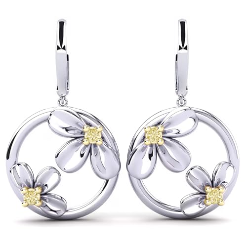 Emporia Damen Ohrringe Silber 925 mit echten Gelben Diamant-Brillanten | Hängend, Blumen-Design, Luxus Schmuck für Damen | Zeitlose Eleganz Emporia Damen Ohrringe Silber 925 mit echten Gelben Diamant-Brillanten | Hängend, Blumen-Design, Luxus Schmuck für Damen | Zeitlose Eleganz von EMPORIA