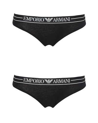 EMPORIO ARMANI Damen 2-Pack Brief Boxershorts, Black/Black, S von EMPORIO ARMANI