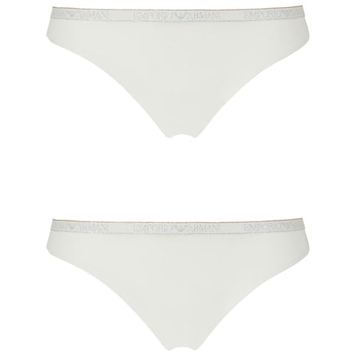 EMPORIO ARMANI Damen 2-Pack Brazilian Slip, Weiß/Weiß, 36 von EMPORIO ARMANI