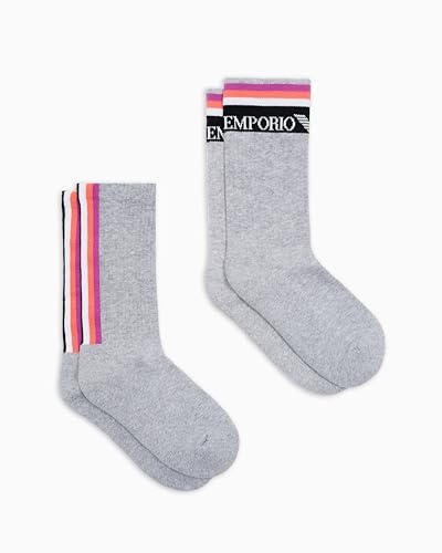 EMPORIO ARMANI Damen 2-Pack Short Socken, Grey Melange/Grey Me, One Size von EMPORIO ARMANI
