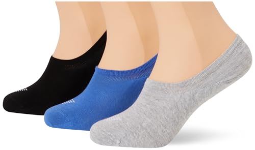 EMPORIO ARMANI Damen 3-Pack Footie Socken, Schwarz/Grau Mel/Lapis, Small-Medium von EMPORIO ARMANI