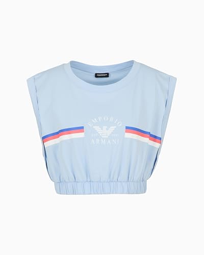 EMPORIO ARMANI Damen Crop Top T-Shirt, hellblau, 42 von EMPORIO ARMANI