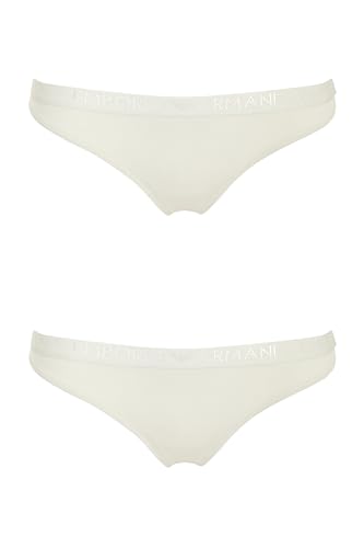 EMPORIO ARMANI Damen Iconic Microfiber Logoband 2er-Pack Tanga, YOGURT, XS von EMPORIO ARMANI