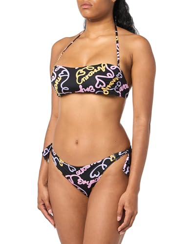 EMPORIO ARMANI Damen Logomania Band & Bow Brazilian Bikini Set, Black/Heart Logo PR, XL von EMPORIO ARMANI