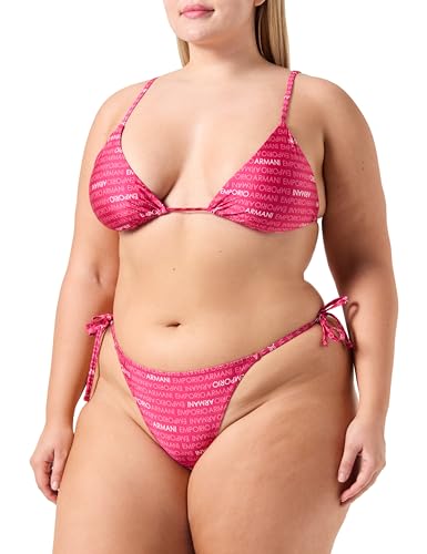 EMPORIO ARMANI Damen Logomania Triangle and String Brazilian Bikini Set, Cherry/Ecru, S von EMPORIO ARMANI