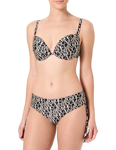 EMPORIO ARMANI Damen Push Up Bikini-Set, Schwarz/Mandel-Logo, L von EMPORIO ARMANI