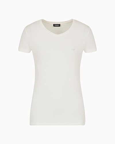 EMPORIO ARMANI Damen S/Sleeve V Neck T-Shirt, weiß, M von EMPORIO ARMANI