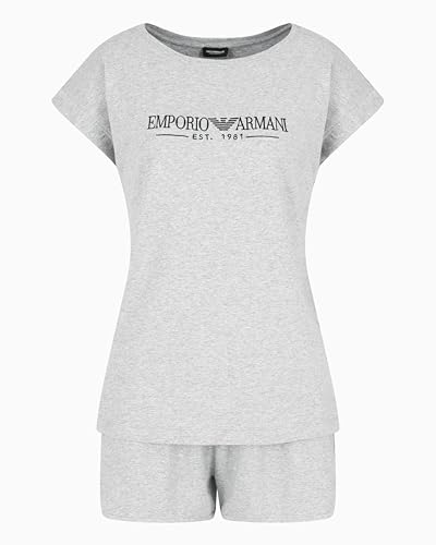 EMPORIO ARMANI Damen Short Pajamas Set Pyjamaset, Hellgrau-meliert, M von EMPORIO ARMANI