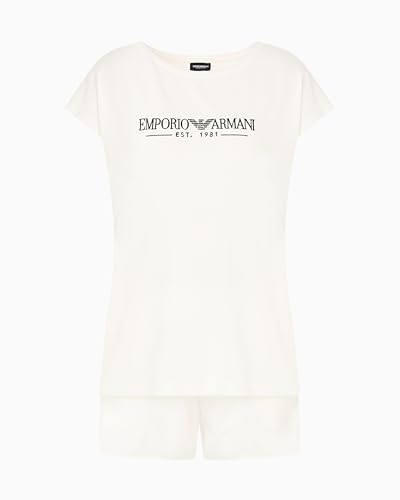 EMPORIO ARMANI Damen Short Pajamas Set Pyjamaset, weiß, L von EMPORIO ARMANI