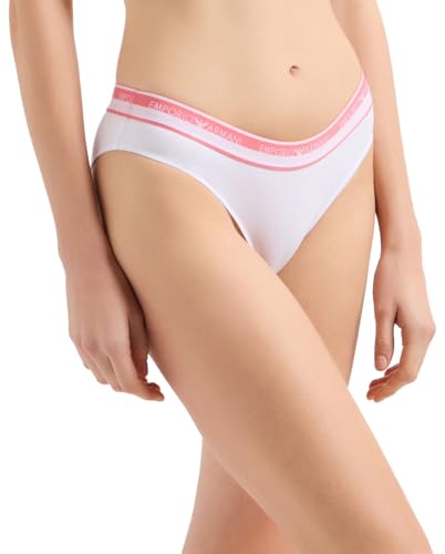 EMPORIO ARMANI Damen-Slip aus Stretch-Baumwolle mit Logoband im 2er-Pack, WEISS, L von EMPORIO ARMANI