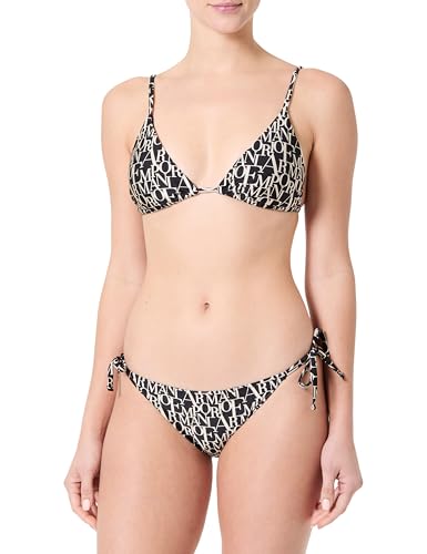 EMPORIO ARMANI Damen Triangle Bikini-Set, Schwarz/Mandel-Logo, 38 von EMPORIO ARMANI